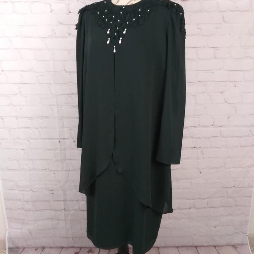 Patra Stenay Evening Dress Sz 14 Midi Rhinestones